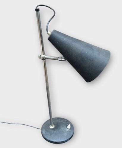 Desk lamp with conical shade in black enamelled...