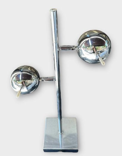 Pair of directional ball lamps in chromed...