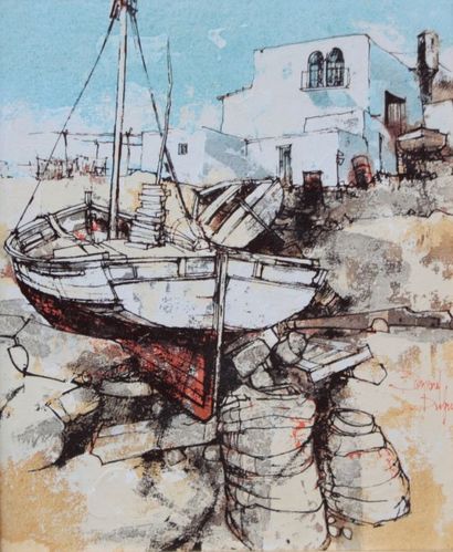 Bernard DUFOUR (1922) 

Bateaux échoués.

Huile...