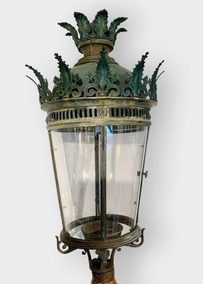 Rare enamelled cast iron chateau floor lamp...