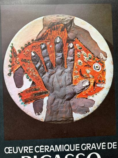 Poster of Pablo Picasso's engraved ceramic...