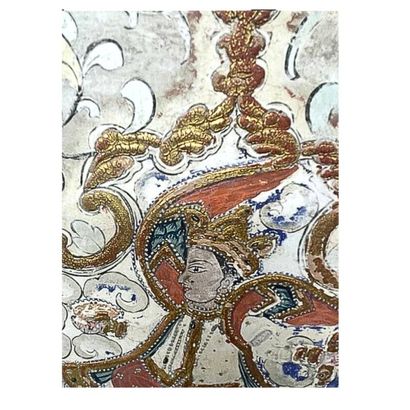 Polychrome and gold mural fresco decorated...