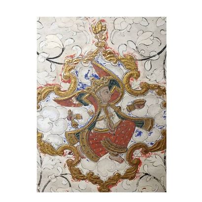 Polychrome and gold mural fresco decorated...