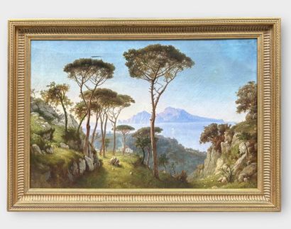 C. RECHERT ? view of Capri - 1869 Oil on...