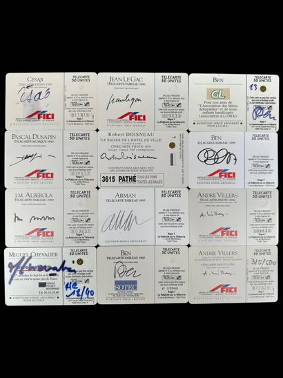 Lot comprising 12 telecards signed by various...