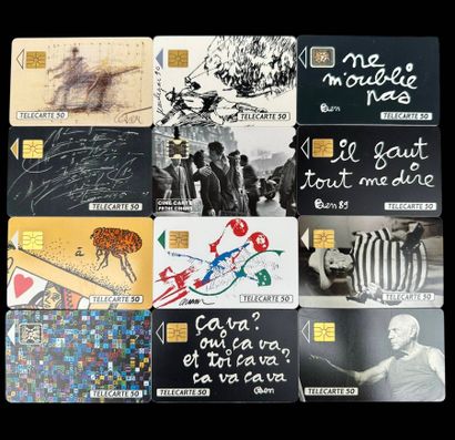 Lot comprising 12 telecards signed by various...