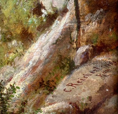 C. RECHERT ? view of Capri - 1869 Oil on...