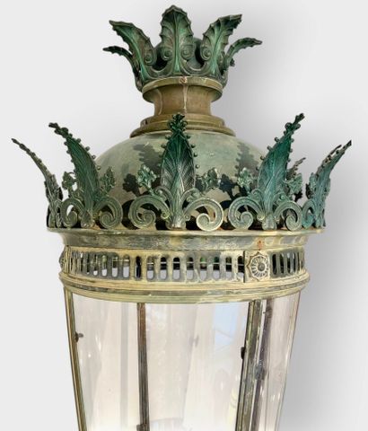 Rare enamelled cast iron chateau floor lamp...