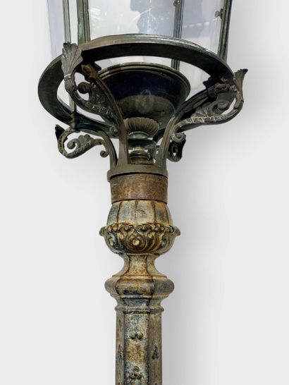 Rare enamelled cast iron chateau floor lamp...
