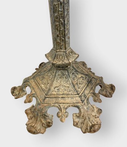 Rare enamelled cast iron chateau floor lamp...
