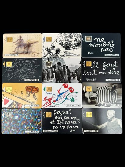 Lot comprising 12 telecards signed by various...