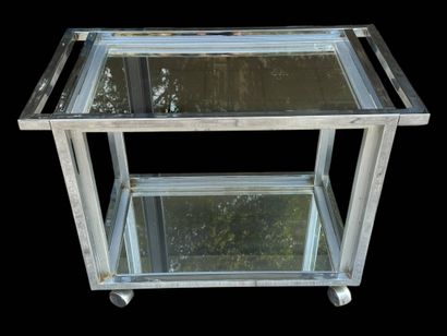Serving table with two mirrored tops and...
