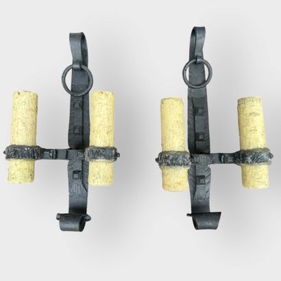 FERRO ART - Spanish work
Pair of two-light...