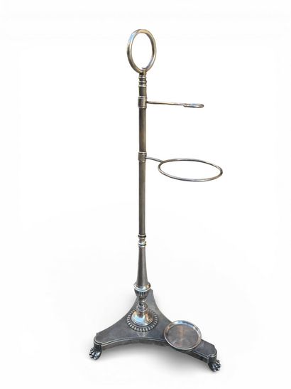 Tripod silver-plated metal rod holder decorated...