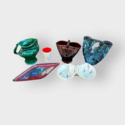 Set of six ceramics from the 1950s-1960s,...