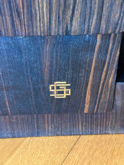 Low buffet in macassar wood veneer opening...