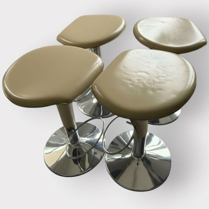Set of 4 barstools resting on chrome-plated...
