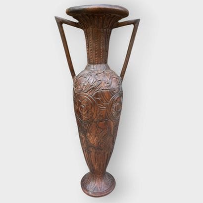 VALLAURIS
Large amphora vase in brown patinated...