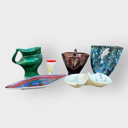 Set of six ceramics from the 1950s-1960s,...
