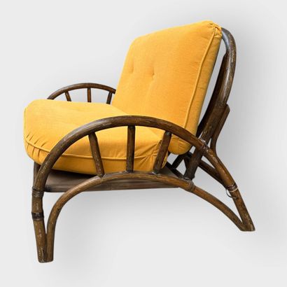 Rattan sofa
Refurbished yellow fabric cushion
80...