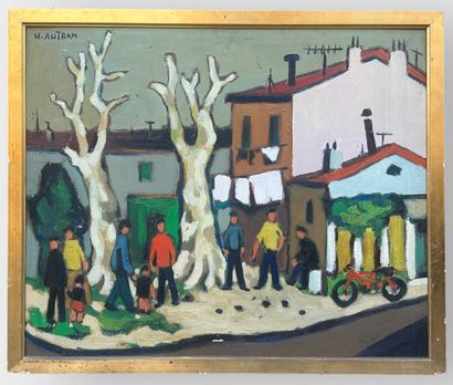 Henri AUTRAN (1926-2007)
La partie de pétanque.
Huile...