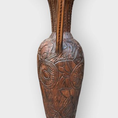VALLAURIS
Large amphora vase in brown patinated...