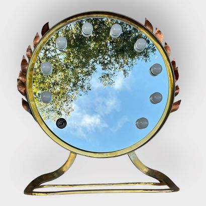 Circular ten-light table mirror, surrounded...