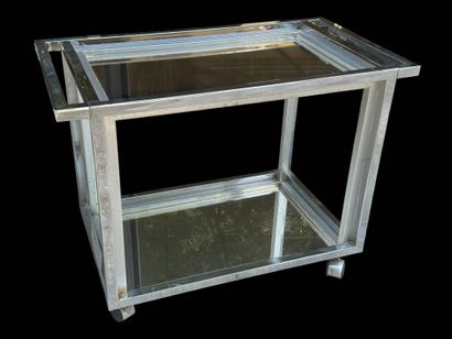Serving table with two mirrored tops and...