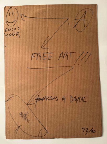 BANKSY (1974), after
Black and red ink stencil...
