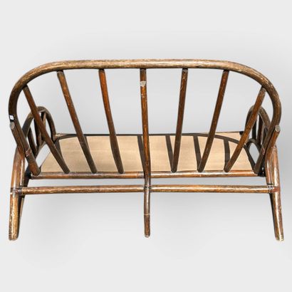 Rattan sofa
Refurbished yellow fabric cushion
80...