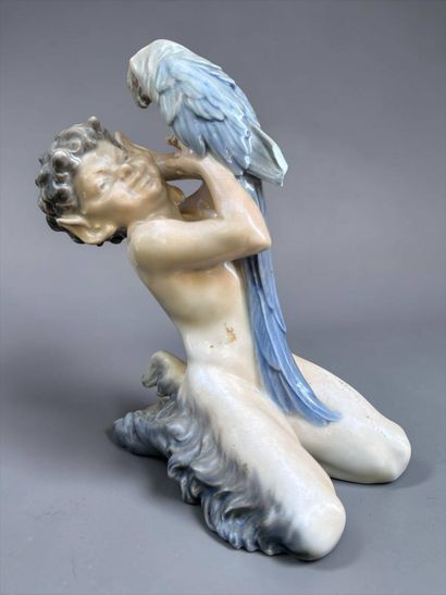 ROYAL COPENHAGEN 
Faun and parakeet subject...