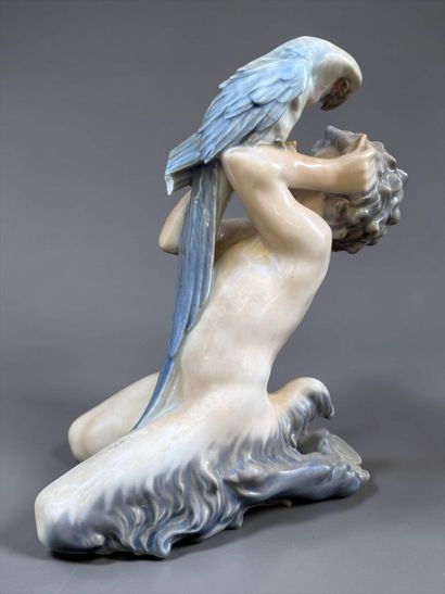 ROYAL COPENHAGEN 
Faun and parakeet subject...