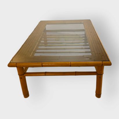 Coffee table with screwed bamboo structure...