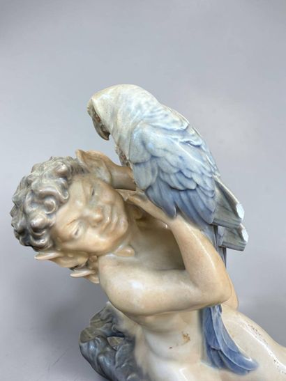 ROYAL COPENHAGEN 
Faun and parakeet subject...