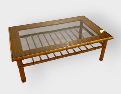Coffee table with screwed bamboo structure...