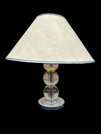 Lamp base with 3 glass spheres 
In the Adnet...