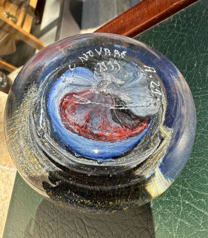 NOVARO
Blue glass paperweight
Signed and...