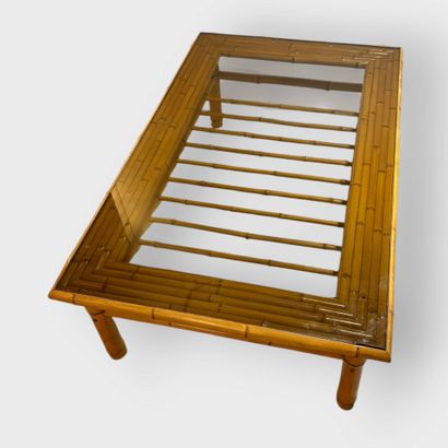 Coffee table with screwed bamboo structure...