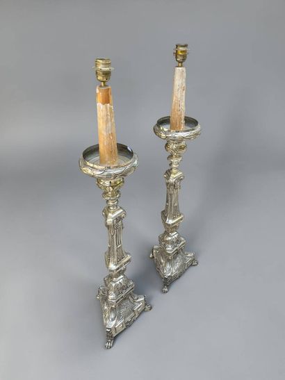 Pair of large silver-plated bronze spearheads
Louis...