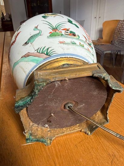 Porcelain covered vase with polychrome decoration...