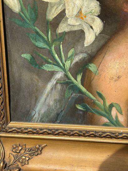 Nineteenth century school.
Three putti.
Oil...