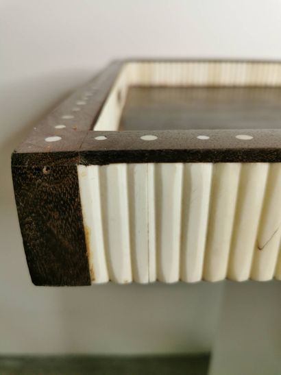 Large rectangular colonial tray in bone and...