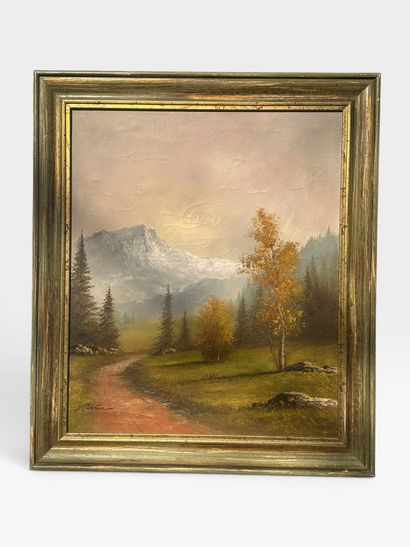 Set comprising 4 framed pieces and one tapestry:
-Three...