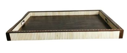 Large rectangular colonial tray in bone and...