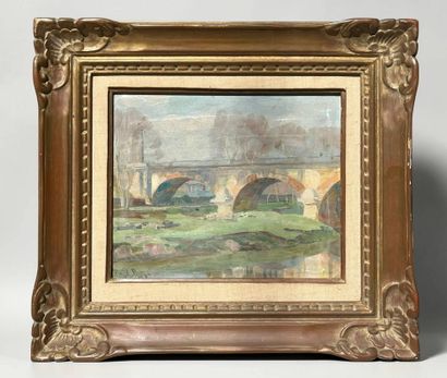 Paul Robert BAZÉ (1901-1985) 
Bridge overhanging...