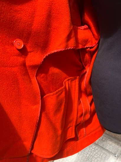 HERMÈS
Carmine cashmere cross-buttoned coat...
