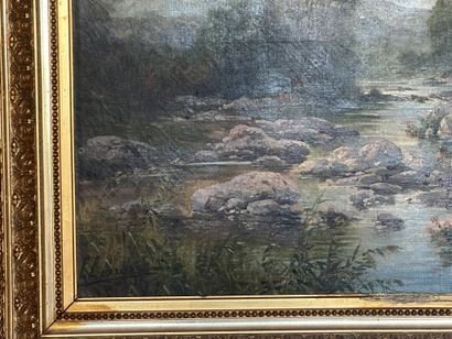 Auguste ALLONGE (1833-1898)
River landscape
Oil...