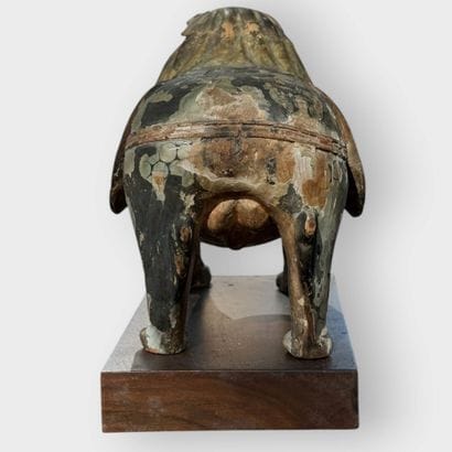Carved polychrome wooden subject representing...