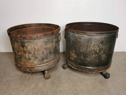 Pair of zinc, iron and cast-iron orange tree...