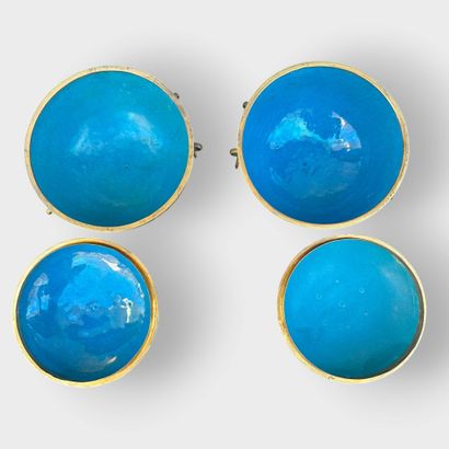 Pair of covered pots with cloisonné enamel...